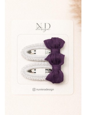 Nuviera Design Ada & Co. - Mor Örgü Fiyonk Çıtçıt Toka 2'li Set