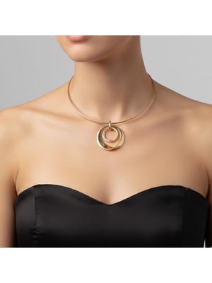 Sevil Gülgün Atelier Taş Detaylı Çiftli Plaka Choker - Özel Tasarım  Işıltılı Kadın Kolye