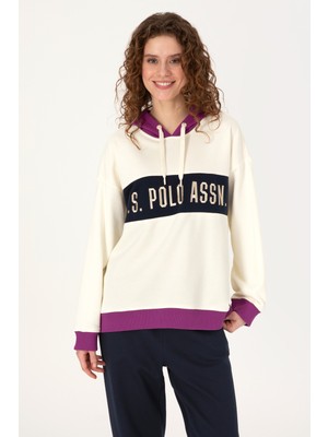 U.S. Polo Assn. Kadın Krem Kapüşonlu Swearshirt 50309073-VR256