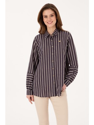 U.s. Polo Assn. Kadın Mürdüm Gömlek Desenli 50308691-VR074