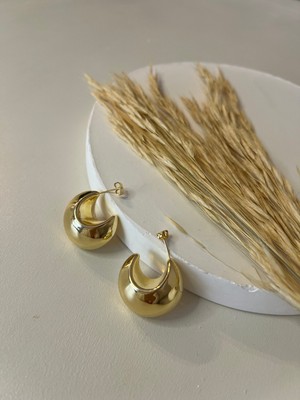 Busradan Design 14K Kaplama Bombeli Vintage Iri Plaka Küpe