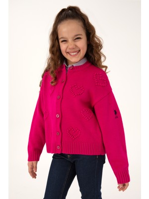 U.s. Polo Assn. Kız Çocuk Fuşya Hırka (Triko) 50316277-VR023