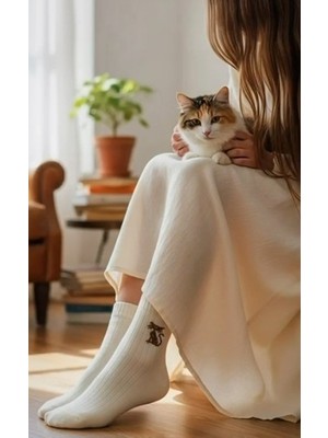 Lascaris Kadın Premium Soket Çorap 12’li Set – Minimal Kedi Taş Detaylı – Renkli Seri