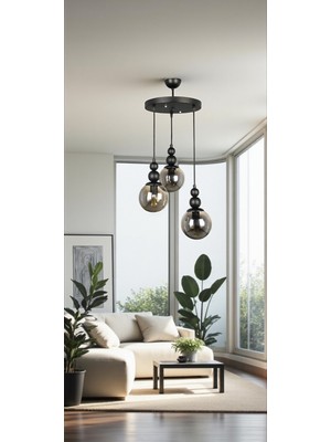 Osc Home Aydınlatma Tasarım Spor Avize Füme Cam 3lü