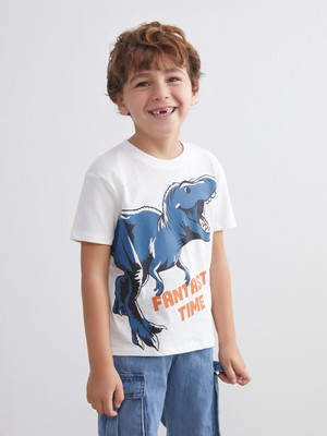 Lc Waikiki Yeni Sezon Bisiklet Yaka Çizgili Erkek Çocuk Tişört