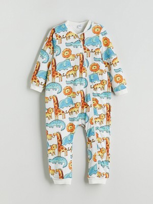 Lc Waikiki Yeni Sezon Bisiklet Yaka Hayvan Desenli Erkek Bebek Tulum