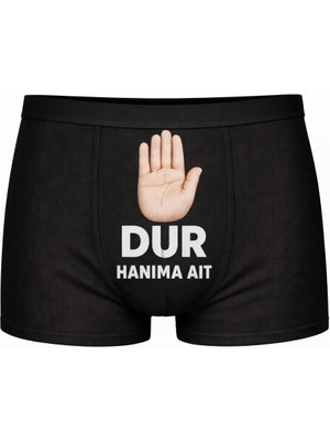 Onudabunuda Baskılı Erkek Boxer Dur Hanıma Ait Desenli Komik Eğlenceli Pamuklu Rahat Kesim Kırmızı Siyah