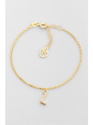 So CHIC L Harfi 18 Ayar Sarı Altın Kaplama 18 Cm Gümüş Bileklik