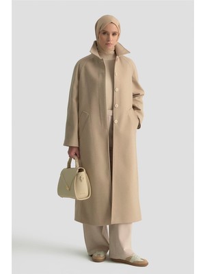Armine Oversize Kaşe Manto 25KT1708 Bej