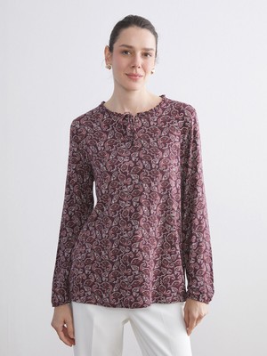 Lc Waikiki Yeni Sezon Bağlamalı Yaka Desenli Bluz