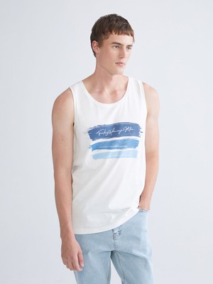 Lc Waikiki Yeni Sezon Bisiklet Yaka Baskılı Erkek Kolsuz Tişört