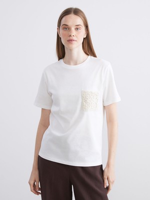 Lc Waikiki Yeni Sezon Bisiklet Yaka Dantel Cepli Kadın Tişört