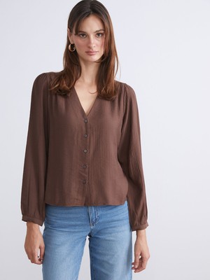 Lc Waikiki Yeni Sezon Büyük Beden V Yaka Dokulu Bluz