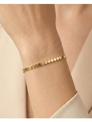 İndigo Takı Petek Sade Su Yolu 14 Ayar Altın Bileklik