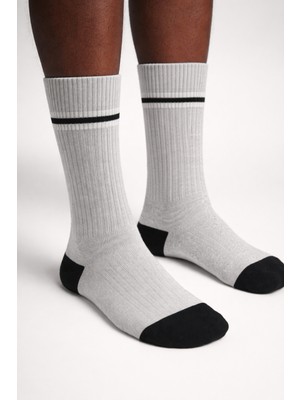 Katia & Bony Erkek Çizgili Soket Çorap Açık Gri