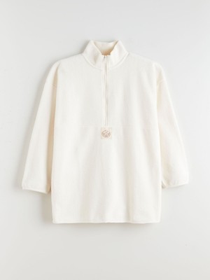 Lc Waikiki Yeni Sezon Dik Yaka Baskılı Polar Kadın Sweatshirt Tunik