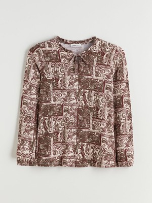 Lc Waikiki Yeni Sezon Bağlamalı Yaka Desenli Bluz