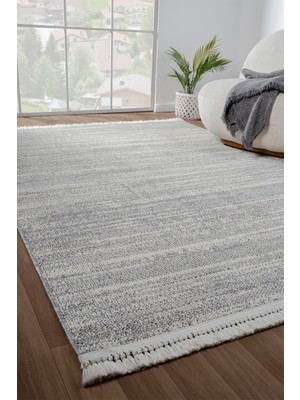 Konfor Bastia 1276 Krem Gri Yumuşak Örgü Modern Dokuma Bukle Halı80x150