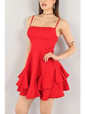 Alpaco Cup Detaylı Volanlı Elbise