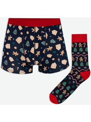 Lc Waikiki Yeni Sezon Yılbaşı Temalı Erkek Boxer ve Çorap