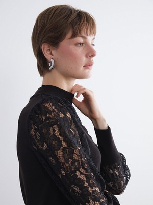 Lc Waikiki Yeni Sezon Yarım Balıkçı Yaka Dantel Detaylı Kadın Triko Kazak