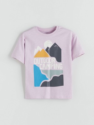 Lc Waikiki Yeni Sezon Bisiklet Yaka Baskılı Erkek Çocuk Tişört