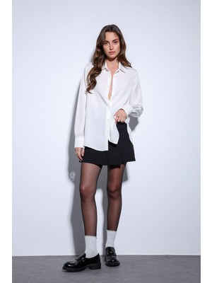 Antioch Siyah Pileli Zincir Detaylı Şort Etek