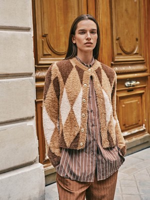 Lc Waikiki Yeni Sezon Bisiklet Yaka Renk Bloklu Kadın Triko Hırka