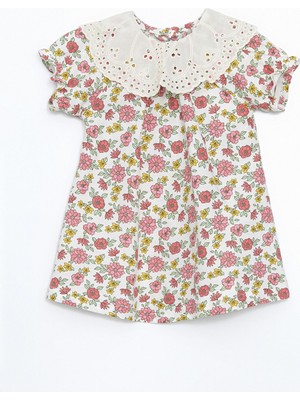 Lc Waikiki Yeni Sezon Bebe Yaka Uzun Kollu Çiçekli Kız Bebek Elbise