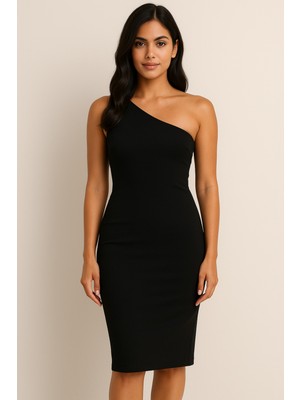 Alpaco Tek Omuz Dar Elbise