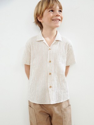 Lc Waikiki Yeni Sezon Çizgili Erkek Çocuk Keten Gömlek
