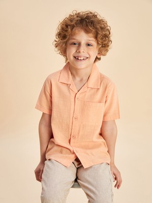 Lc Waikiki Yeni Sezon Resort Yaka Keten Karışımlı Erkek Çocuk Gömlek