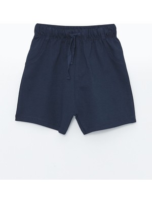 Lc Waikiki Basic Erkek Bebek Şort Lacivert Beli Lastikli Düz Desenli %100 Pamuklu