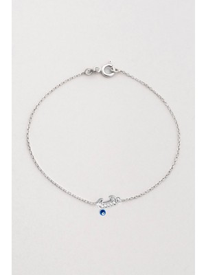 So CHIC J Harfi 18 Ayar Beyaz Altın Kaplama 19 cm Gümüş Nazar Bileklik