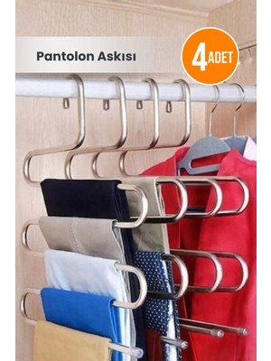 Orvila 4 Adet - 5 Bölmeli Metal Pantolon Askısı - Giysi Eşarp Fular Kıyafet Askısı Düzenleyici Organizer