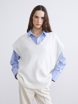 Lc Waikiki Yeni Sezon V Yaka Oversize Kadın Triko Süveter