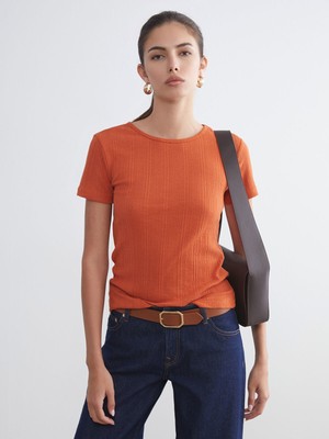 Lc Waikiki Yeni Sezon Bisiklet Yaka Dokulu Kadın Tişört