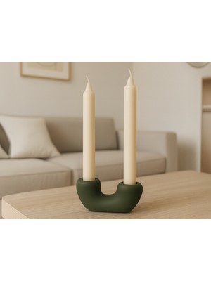 Antilop 2’li Set Minimalist Ikili Mumluk Standı – Farklı Boylarda Modern Dekoratif Masa Üstü Mum Tutucu (Mumsuz)