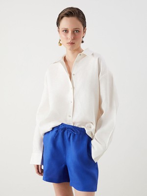 Lc Waikiki Yeni Sezon Beli Lastikli %100 Keten Kadın Şort