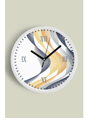 JHAAR Soyut - Bohem Modern Duvar Saati - 42cm - Önü Camlı Beyaz Kasa