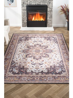 Konfor Halı Konfor Antico 2356 Pamuk Tabanlı Yıkanabilir Otantik Vintage Klasik Eskitme Halı