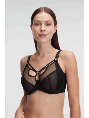 MOTTO10 Butik Tüllü Balenli Desteksiz Dolgusuz Yaka Detaylı Toparlayıcı Küçültücü Sütyen