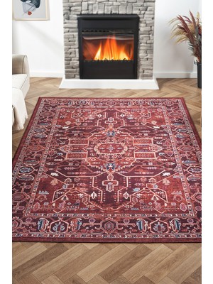 Konfor Halı Konfor Antico 2353 Pamuk Tabanlı Yıkanabilir Otantik Vintage Klasik Eskitme Halı