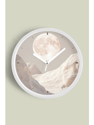 JHAAR Soyut - Bohem - Doğa Modern Duvar Saati - 42cm - Önü Camlı Beyaz Kasa