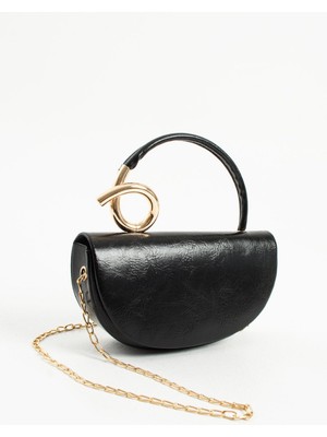Helga Zincir Askılı Siyah Deri Çanta