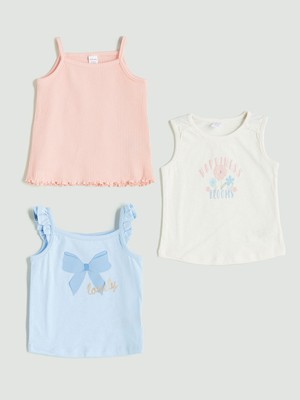 Lc Waikiki Yeni Sezon Kurdele Detaylı Kız Bebek Atlet 3'lü