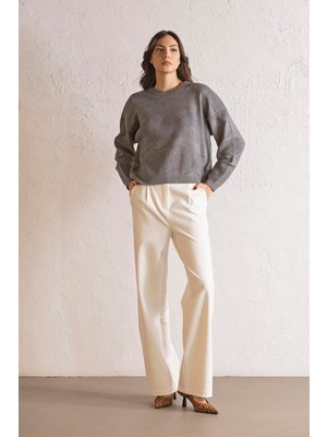 ZERO ZERO THREE NINE Bisiklet Yaka Desenli Kadın Kazak