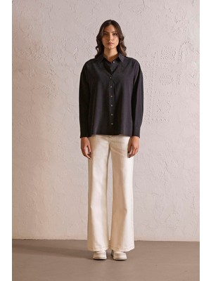 ZERO ZERO THREE NINE Regular Fit Siyah Kadın Gömlek