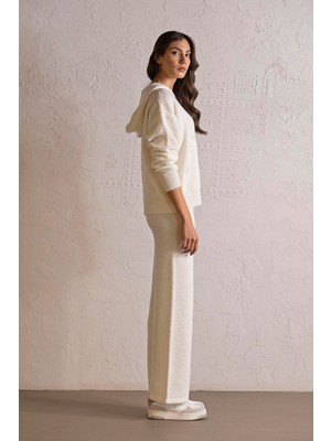 ZERO ZERO THREE NINE Kapüşon Yaka Kanguru Cepli Kadın Triko Sweatshirt