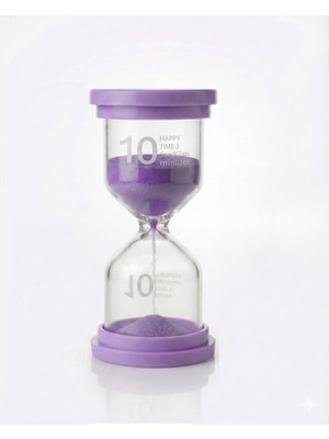 Tedaks 10 Dakika Mor Kum Saati - Dekoratif Cam Zamanlayıcı -Mutfak, Ders ve Oyun Süre Ölçer